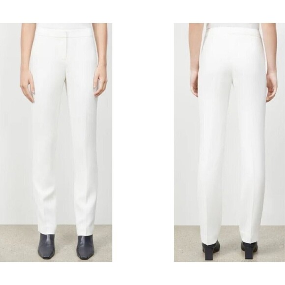 Lafayette 148 Barrow Women Size 4 Cream Linen Straight Leg Pants Trouser Office - Picture 8 of 13